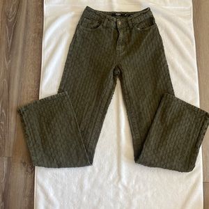 Jaded London Green Textured Pants
